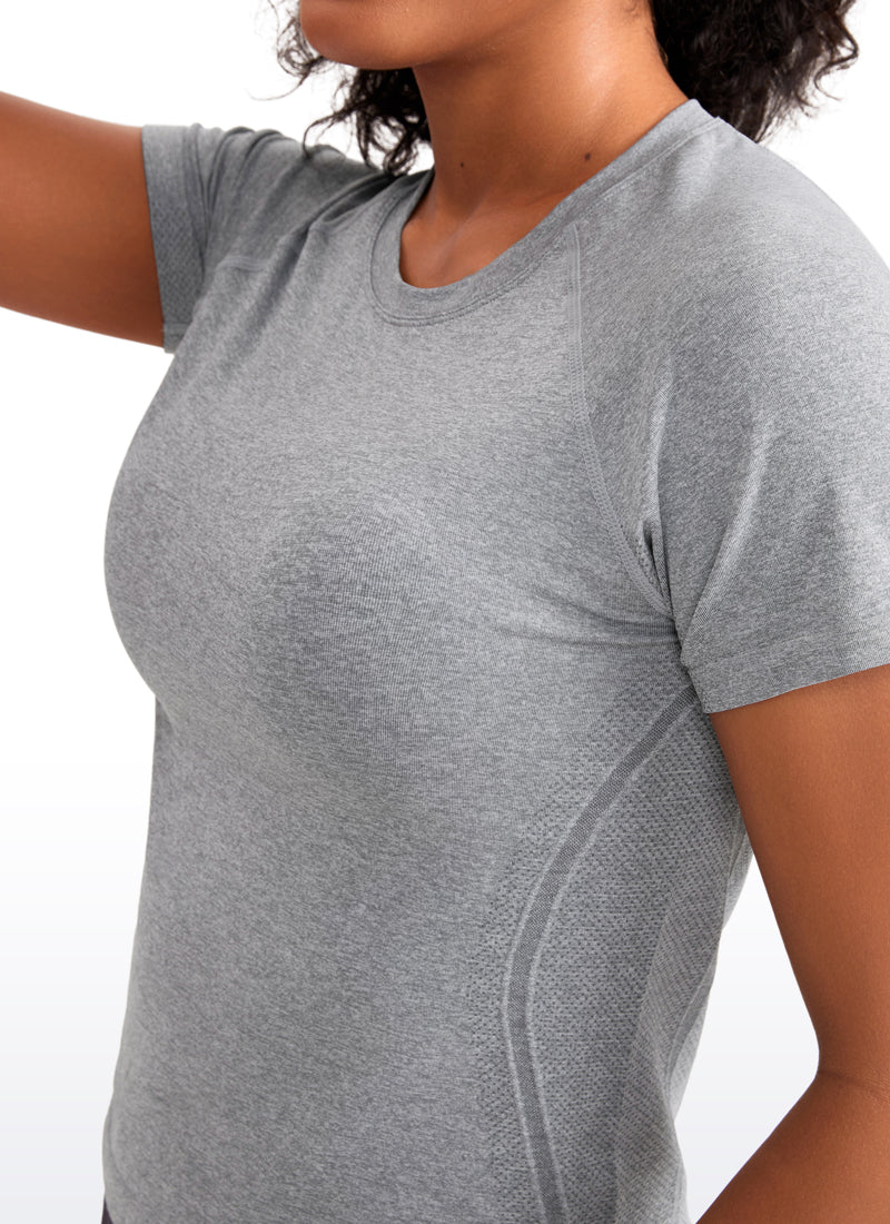 Seamless CrewneckShort Sleeve Shirts Waist Length