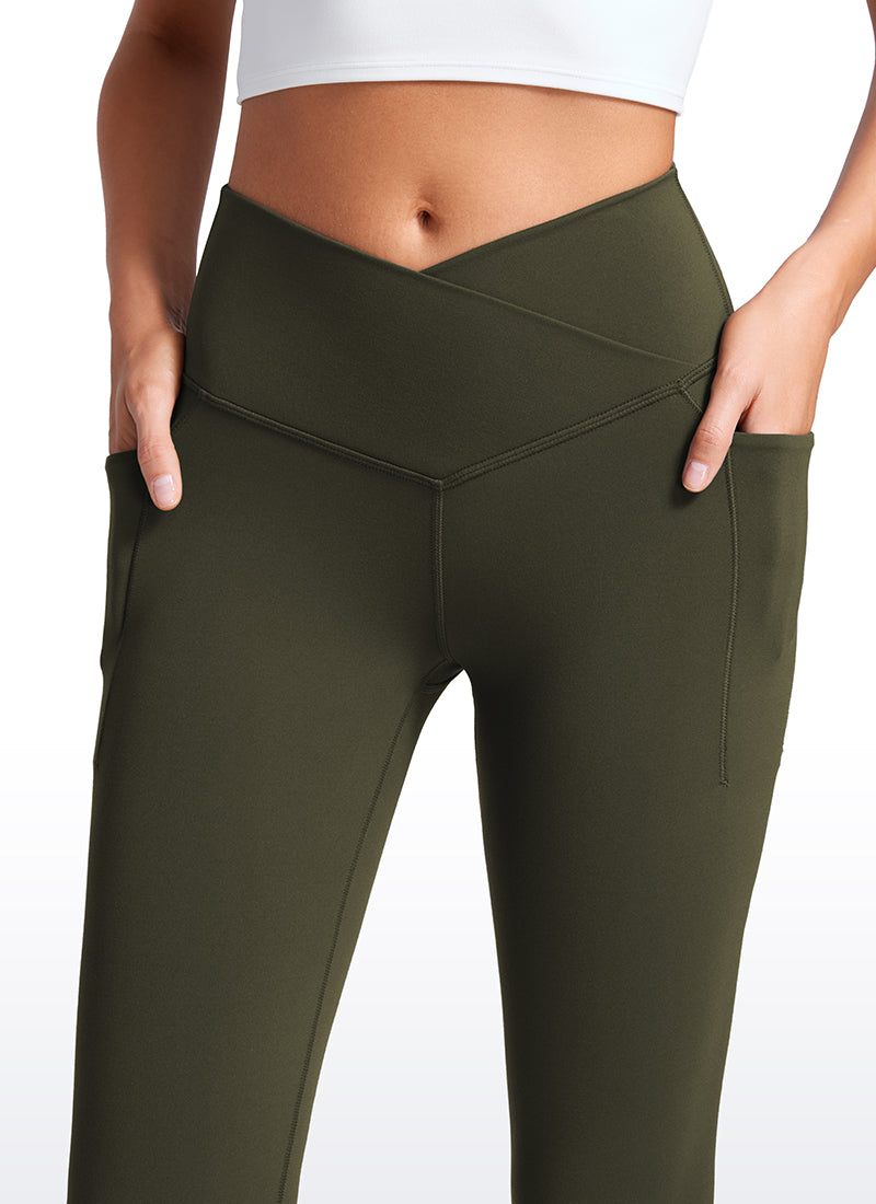 Butterluxe Crossover Pockets Flare Leggings 31" - V Cross Waist