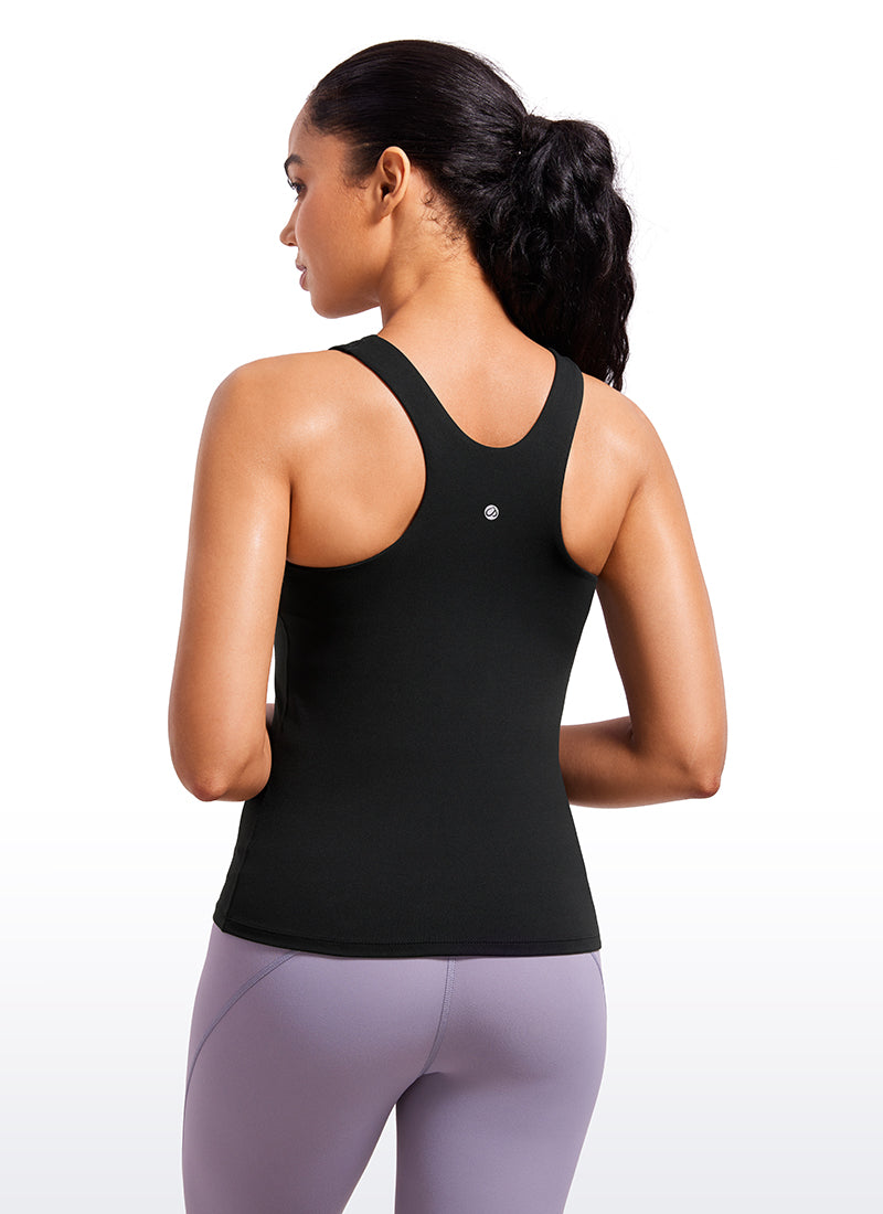 Butterluxe Waist Length Built-in Bra Tanks High Neck