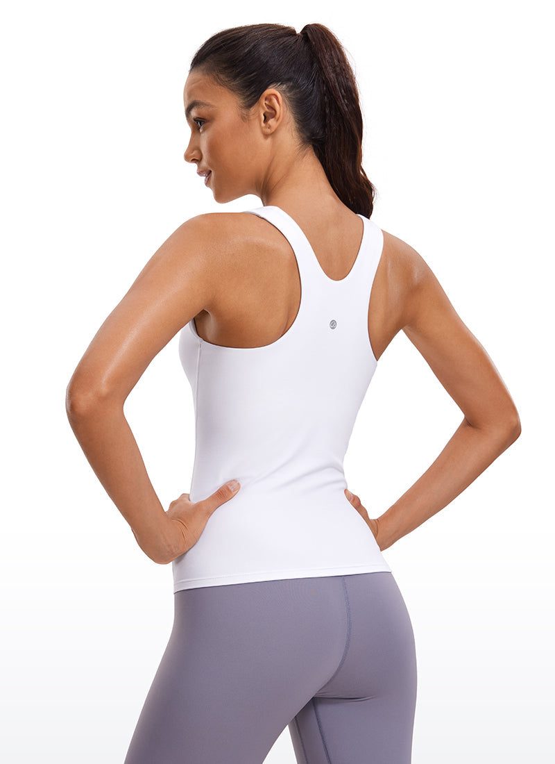 Butterluxe Waist Length Built-in Bra Tanks High Neck