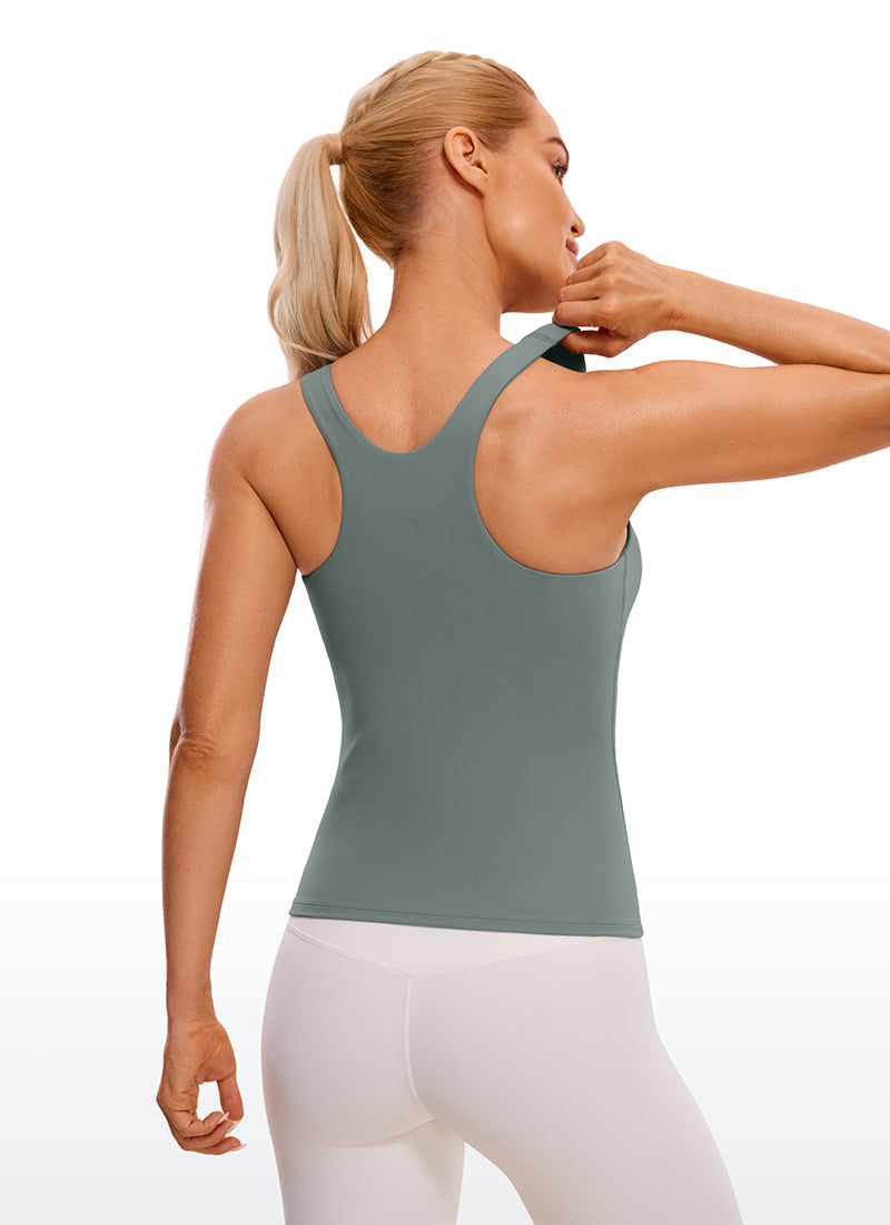 Butterluxe Waist Length Built-in Bra Tanks High Neck