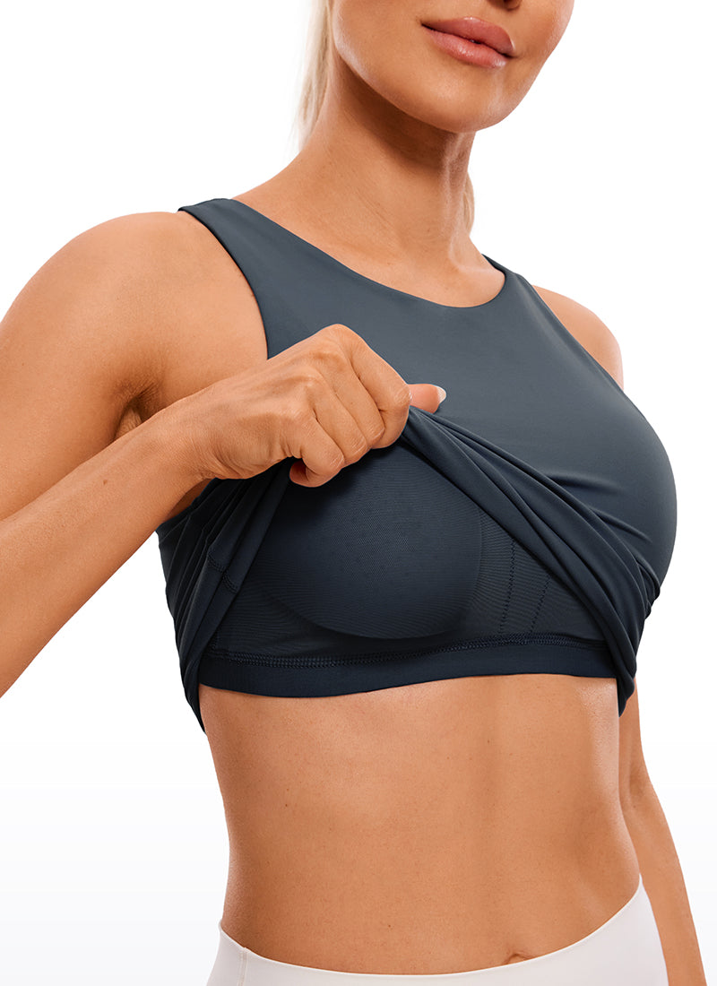 Butterluxe Waist Length Built-in Bra Tanks High Neck