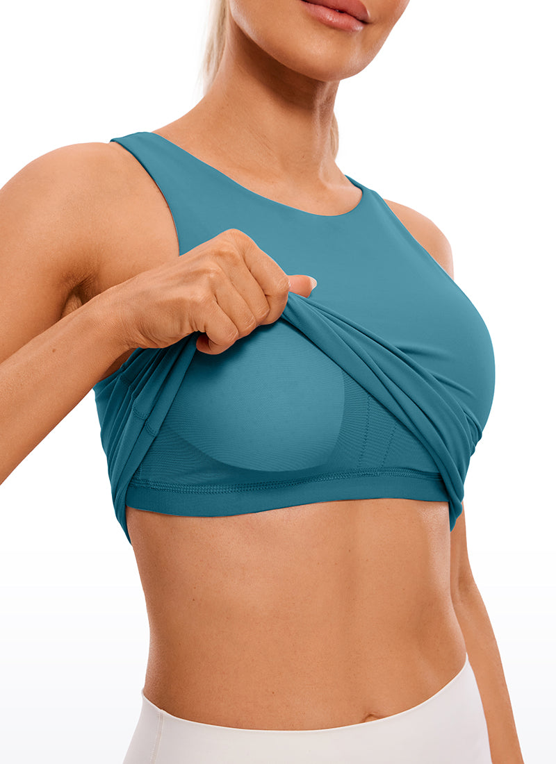 Butterluxe Waist Length Built-in Bra Tanks High Neck