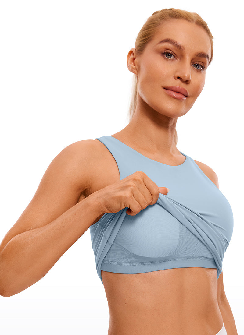 Butterluxe Waist Length Built-in Bra Tanks High Neck