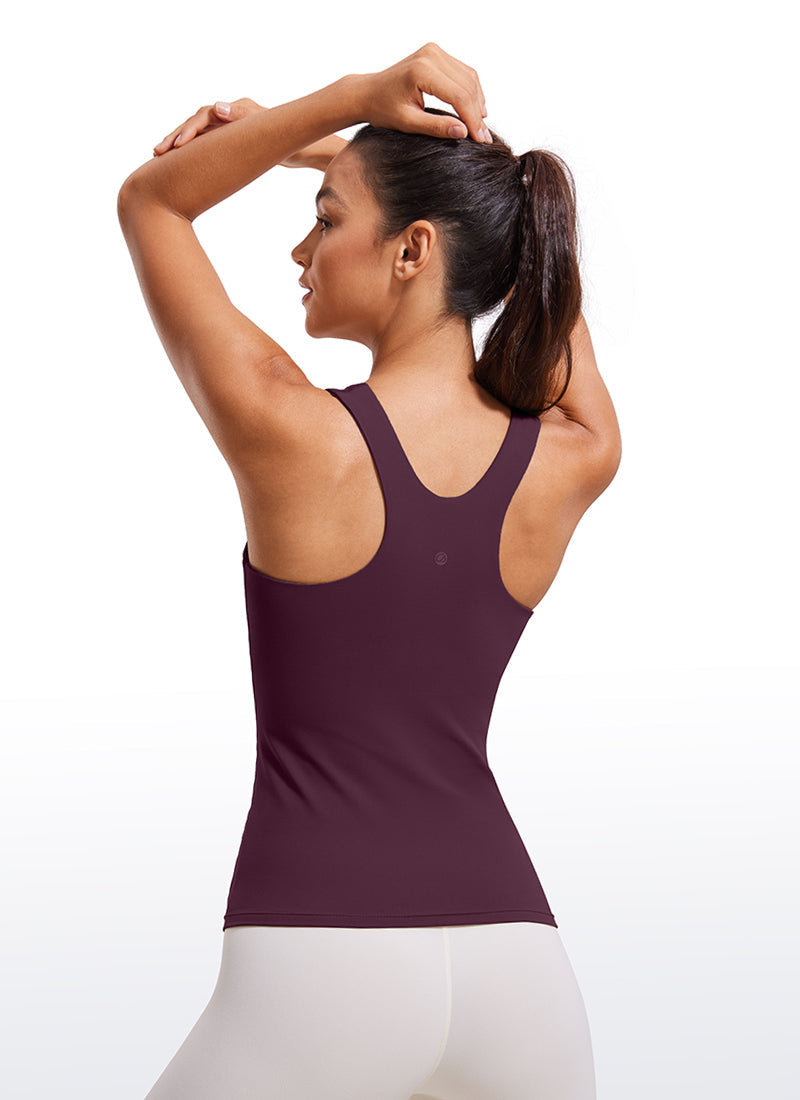 Butterluxe Waist Length Built-in Bra Tanks High Neck