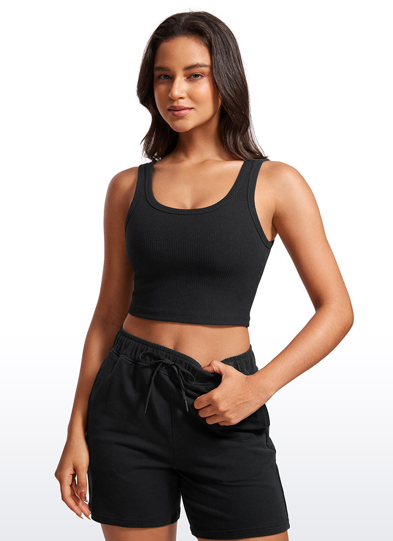 Ribbed Longline Sports Bra U Neck