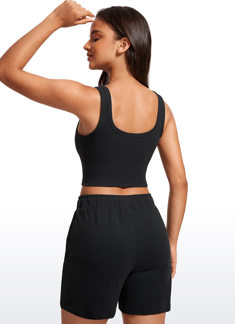 Ribbed Longline Sports Bra U Neck