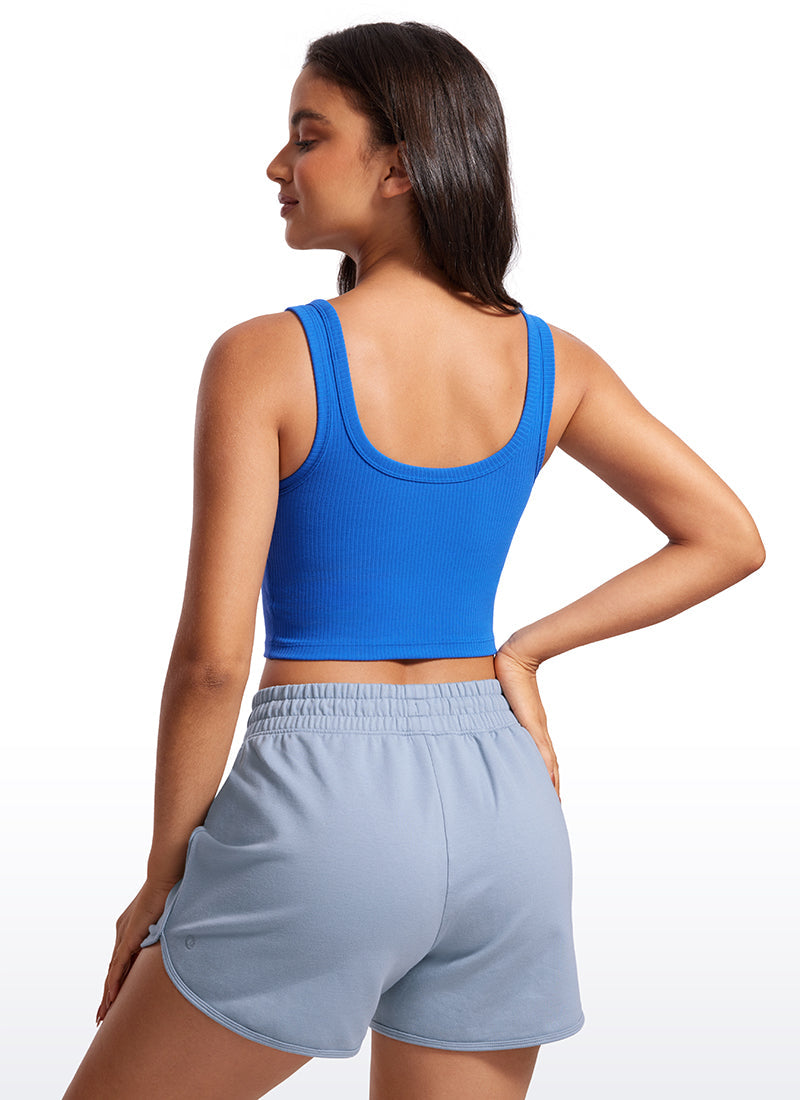 Ribbed Longline Sports Bra U Neck