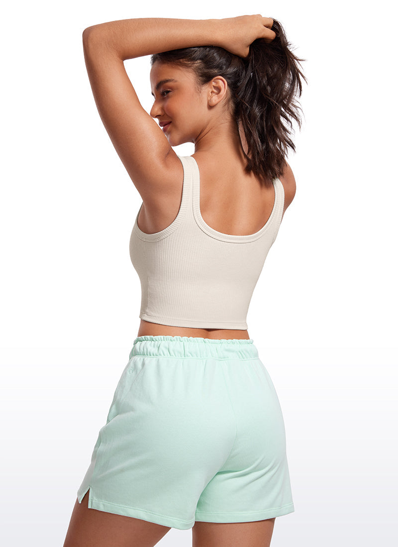 Ribbed Longline Sports Bra U Neck