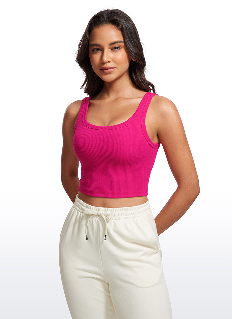 Ribbed Longline Sports Bra U Neck