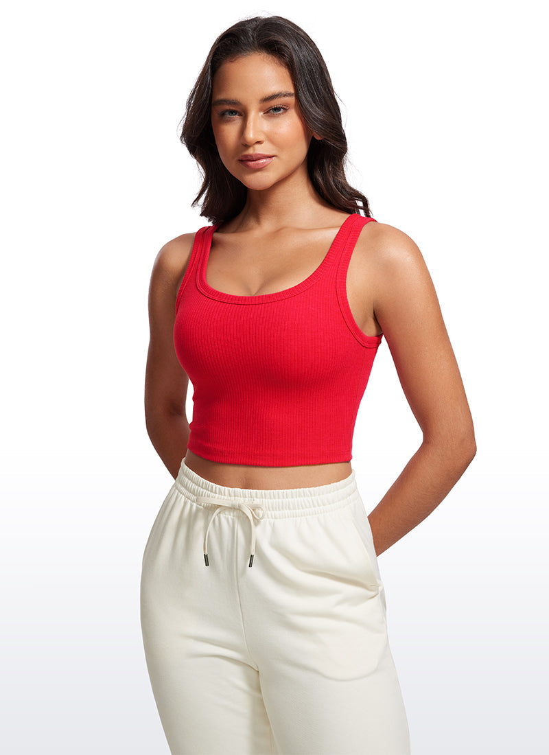 Ribbed Longline Sports Bra U Neck