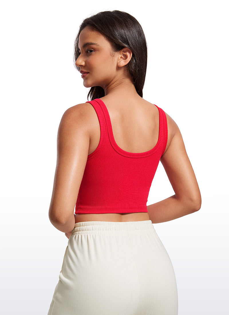 Ribbed Longline Sports Bra U Neck