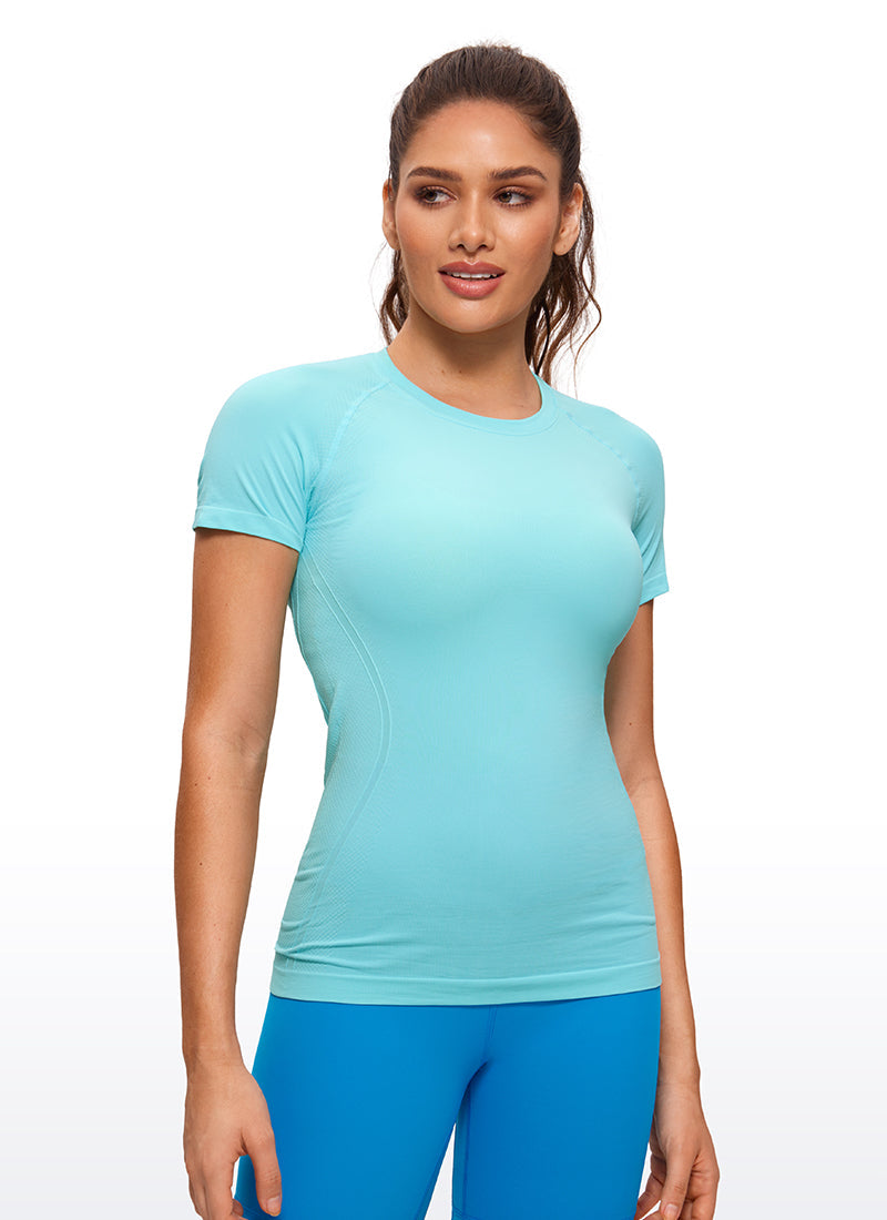 Seamless High Neck Short Sleeves