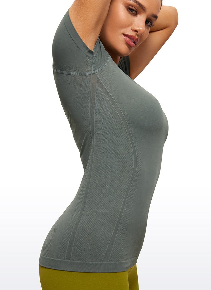 Seamless High Neck Short Sleeves
