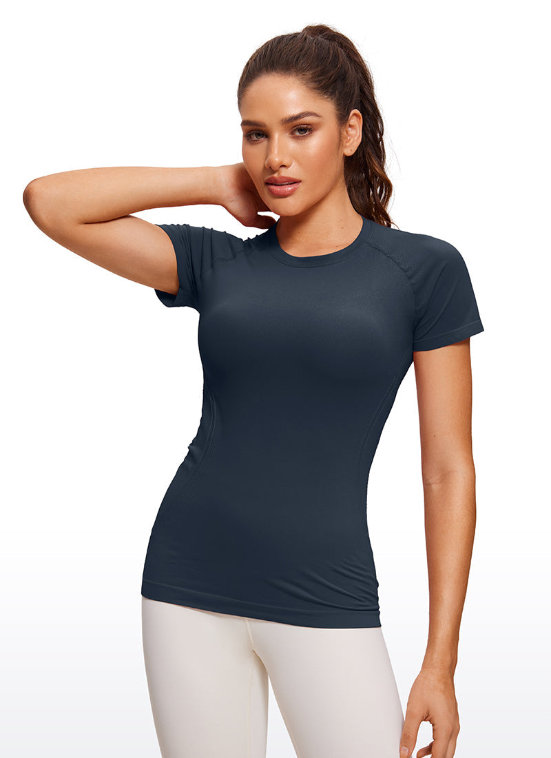 Seamless High Neck Short Sleeves