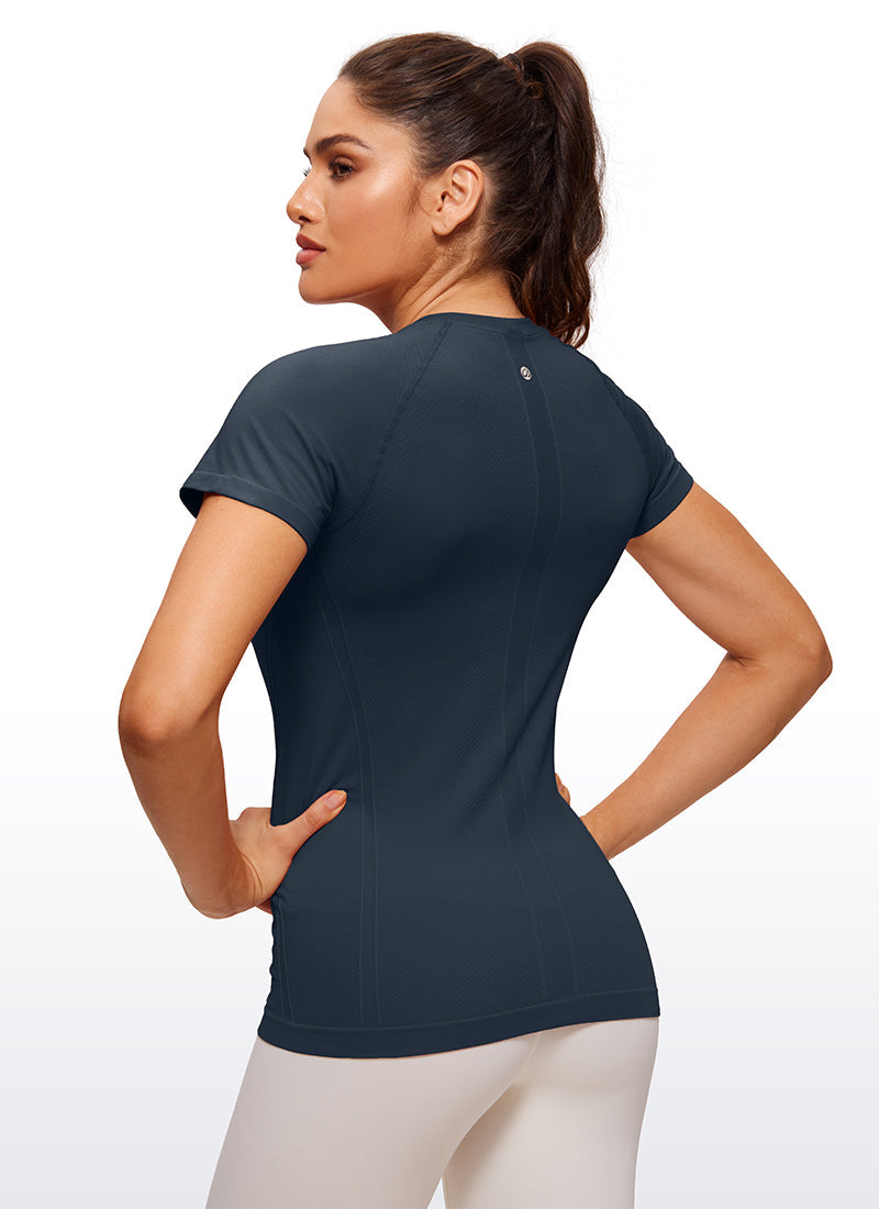 Seamless High Neck Short Sleeves