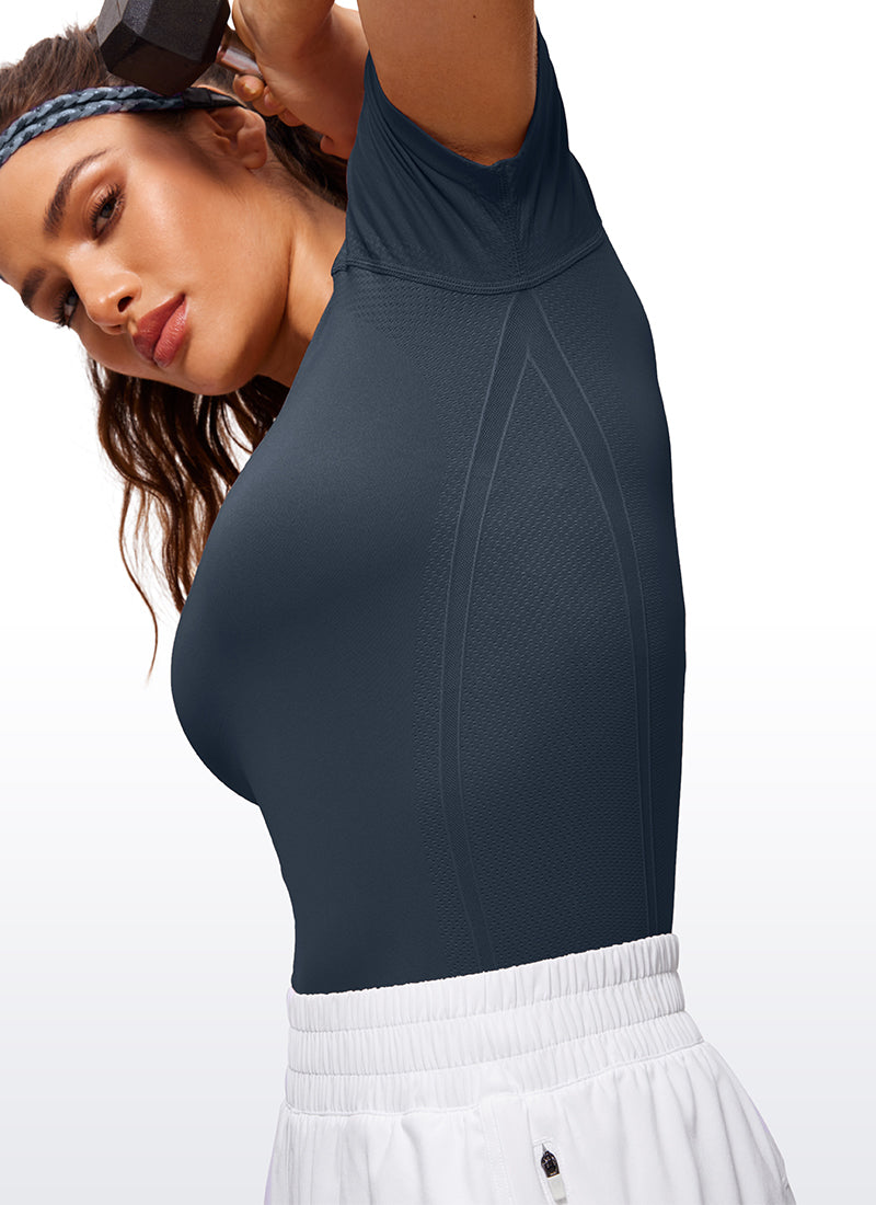 Seamless High Neck Short Sleeves
