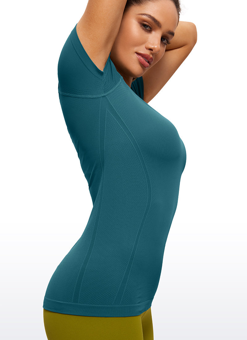 Seamless High Neck Short Sleeves