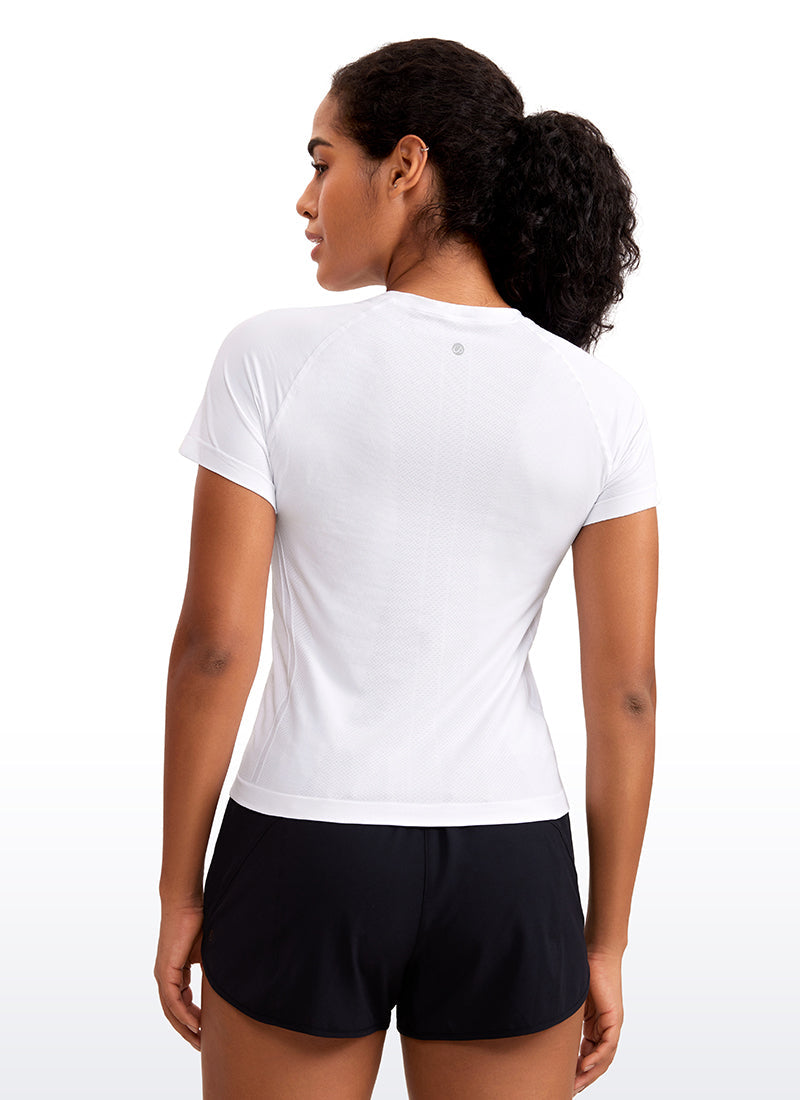 Seamless CrewneckShort Sleeve Shirts Waist Length
