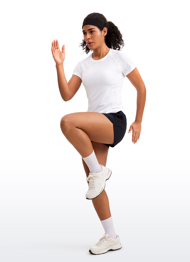 Seamless CrewneckShort Sleeve Shirts Waist Length