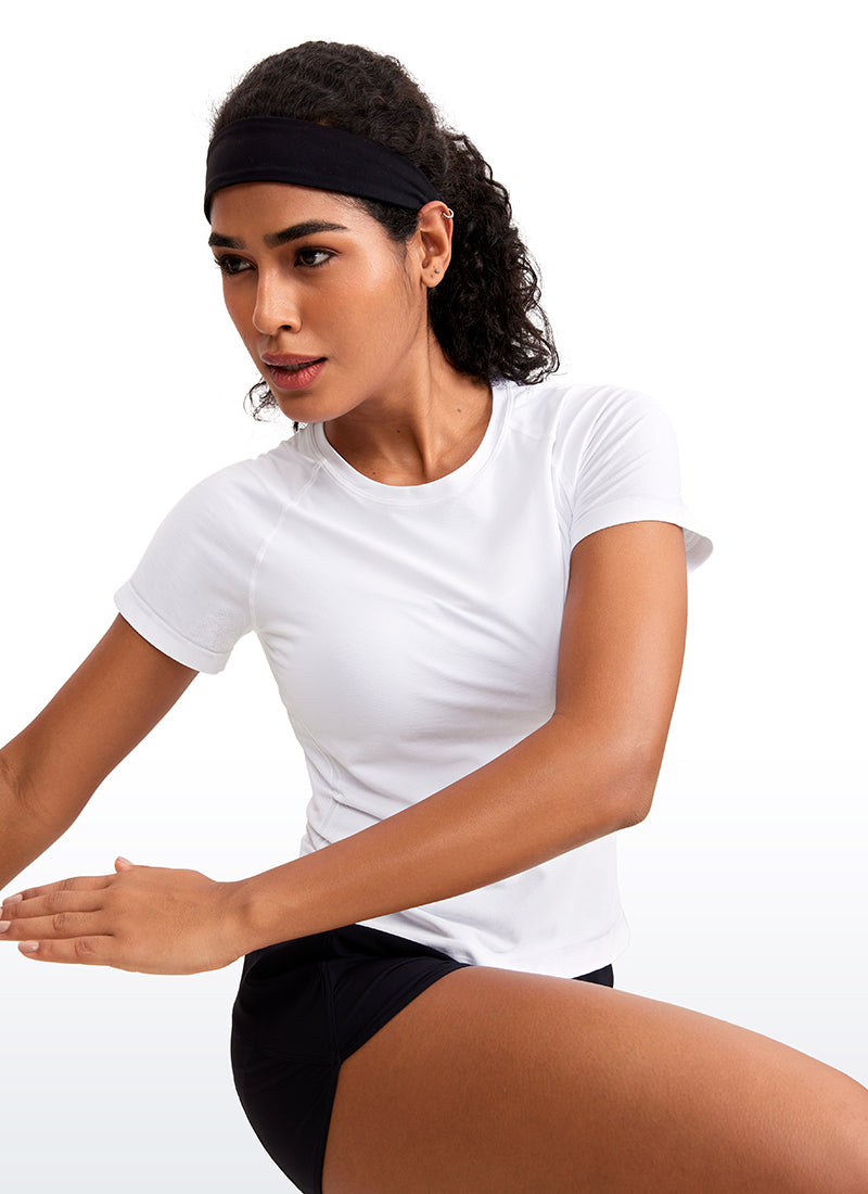 Seamless CrewneckShort Sleeve Shirts Waist Length