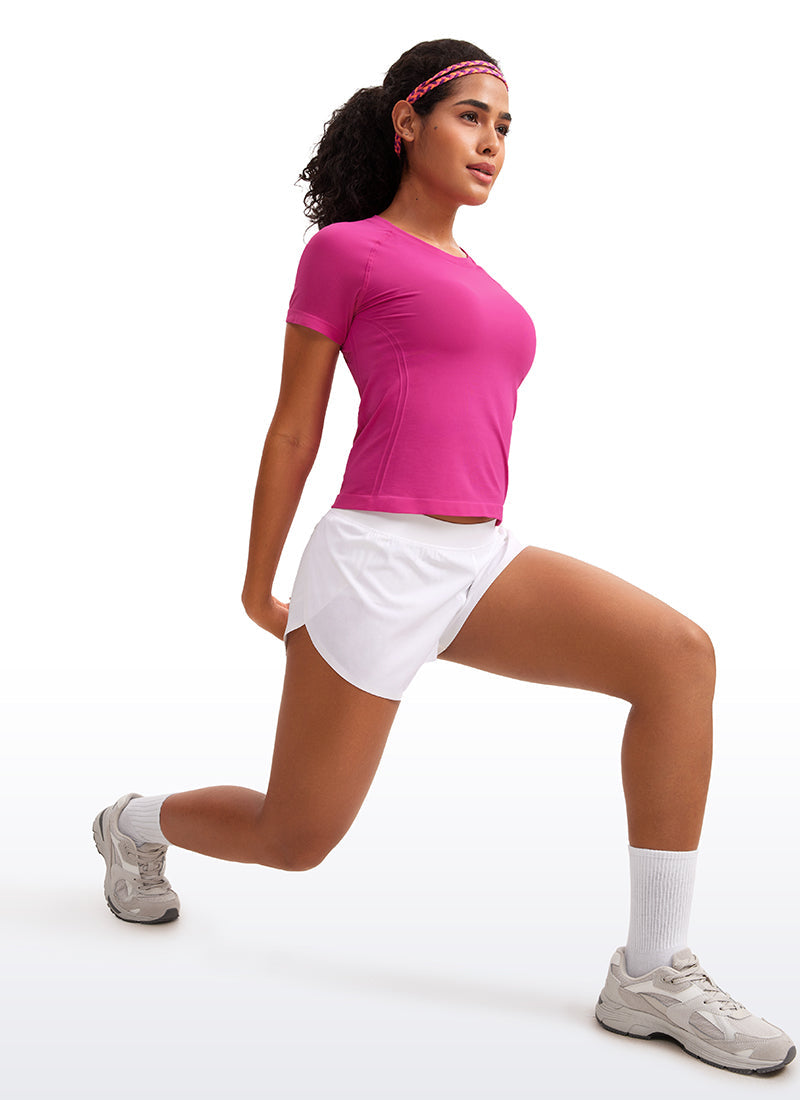 Seamless CrewneckShort Sleeve Shirts Waist Length