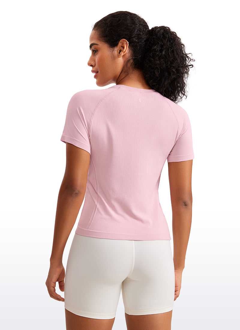 Seamless CrewneckShort Sleeve Shirts Waist Length
