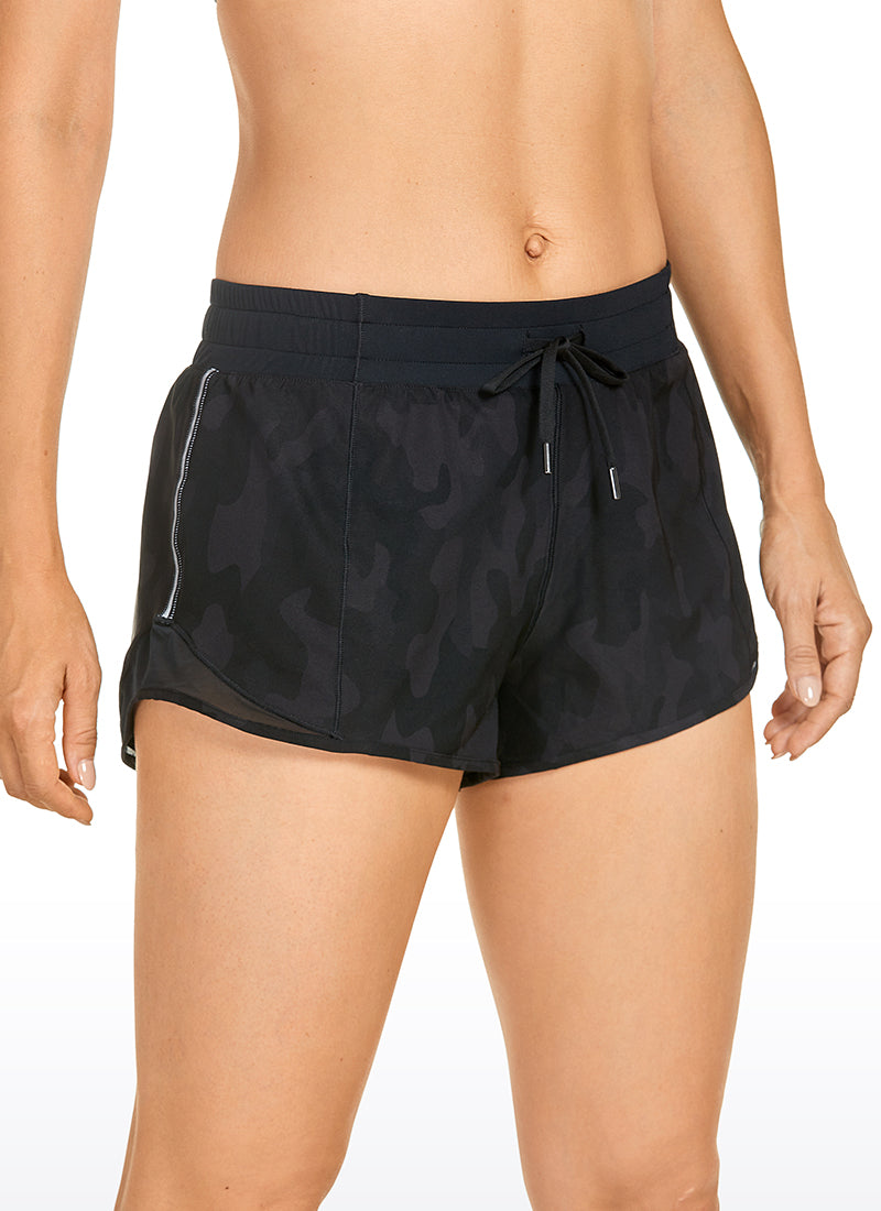 Feathery-Fit Mid-Rise Lined Shorts with Drawstring 2.5''