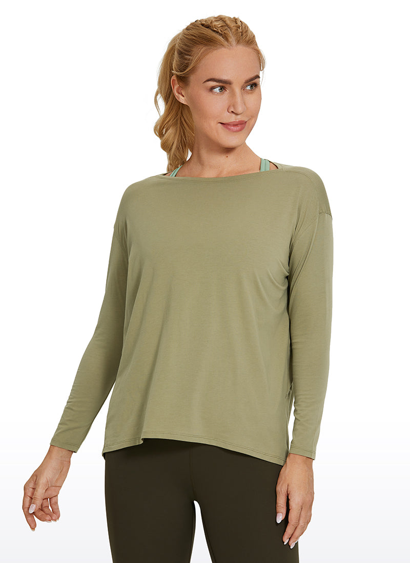 Pima Cotton Long Sleeves Boat Neck
