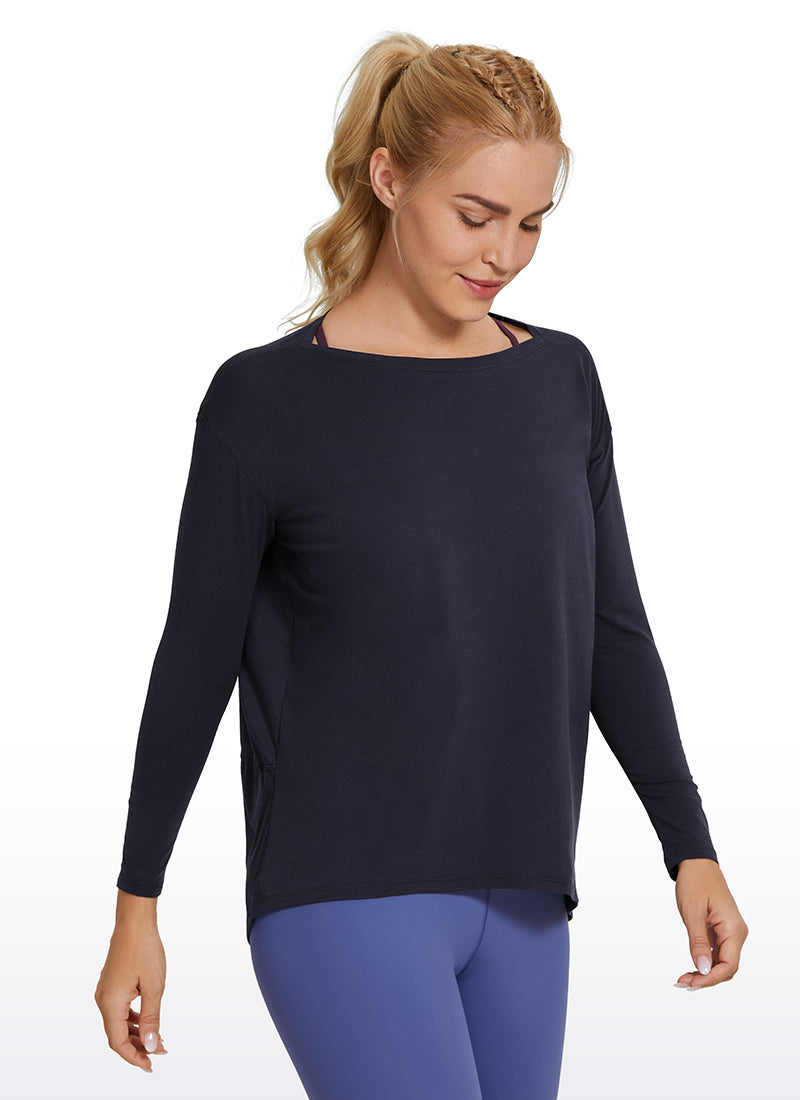 Pima Cotton Long Sleeves Boat Neck