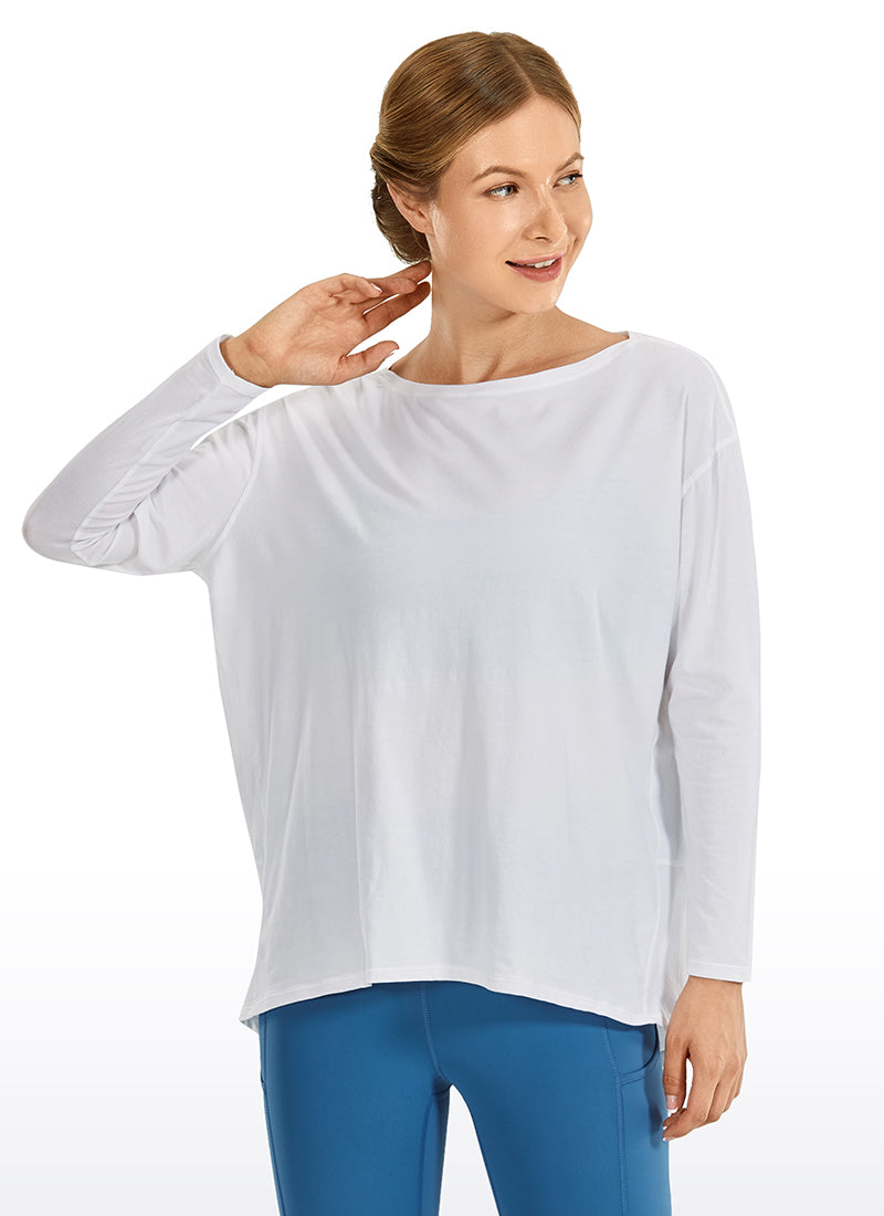 Pima Cotton Long Sleeves Boat Neck