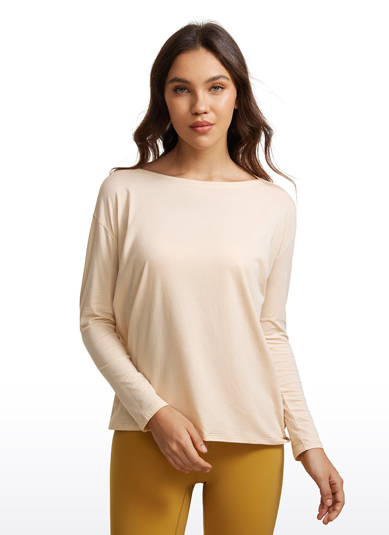 Pima Cotton Long Sleeves Boat Neck