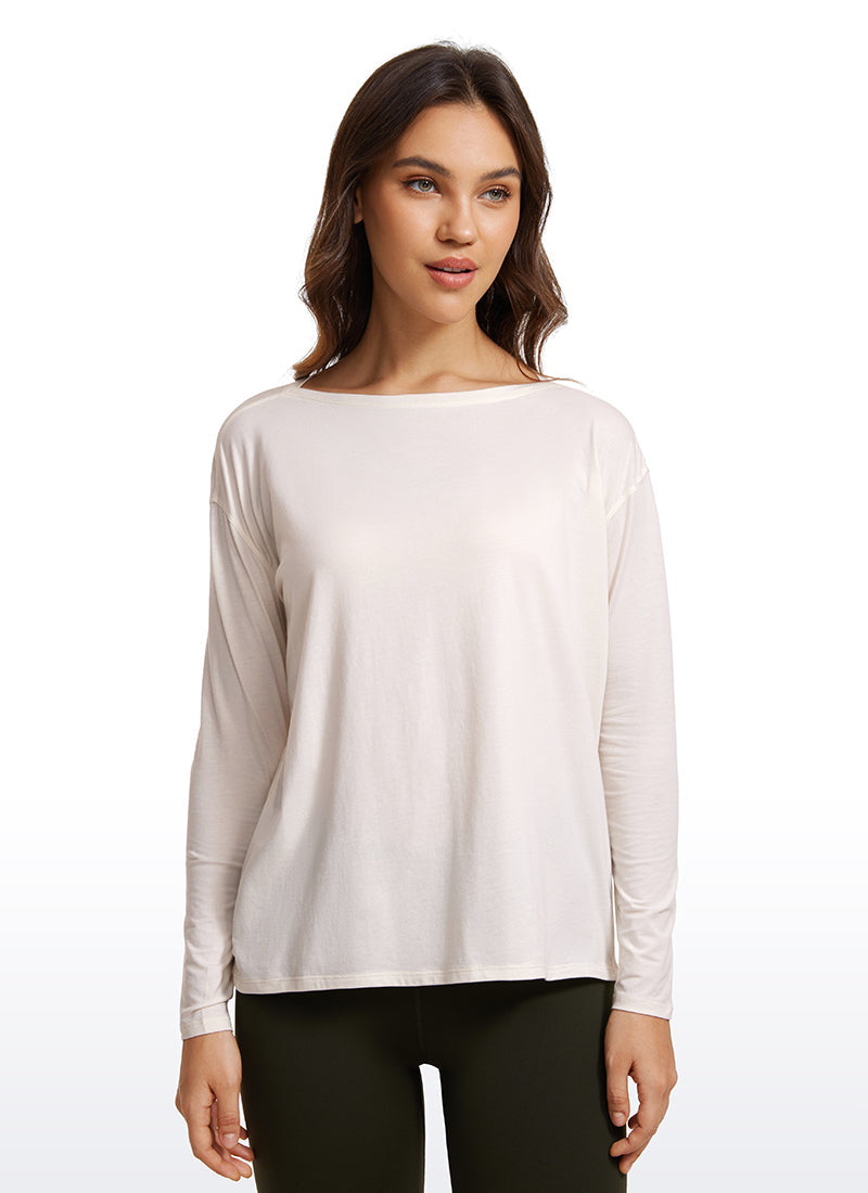 Pima Cotton Long Sleeves Boat Neck