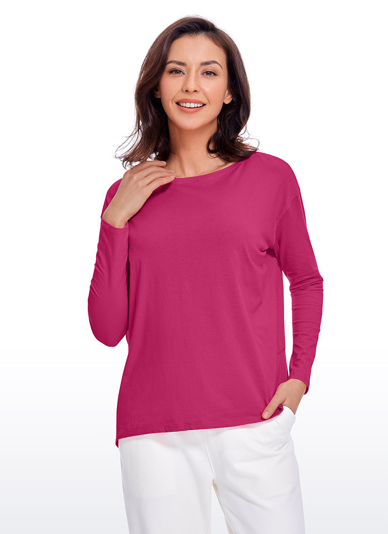 Pima Cotton Long Sleeves Boat Neck
