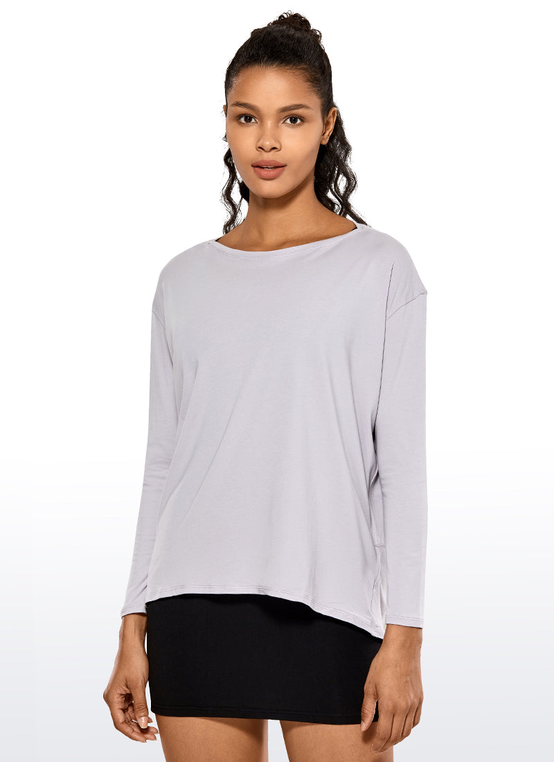 Pima Cotton Long Sleeves Boat Neck