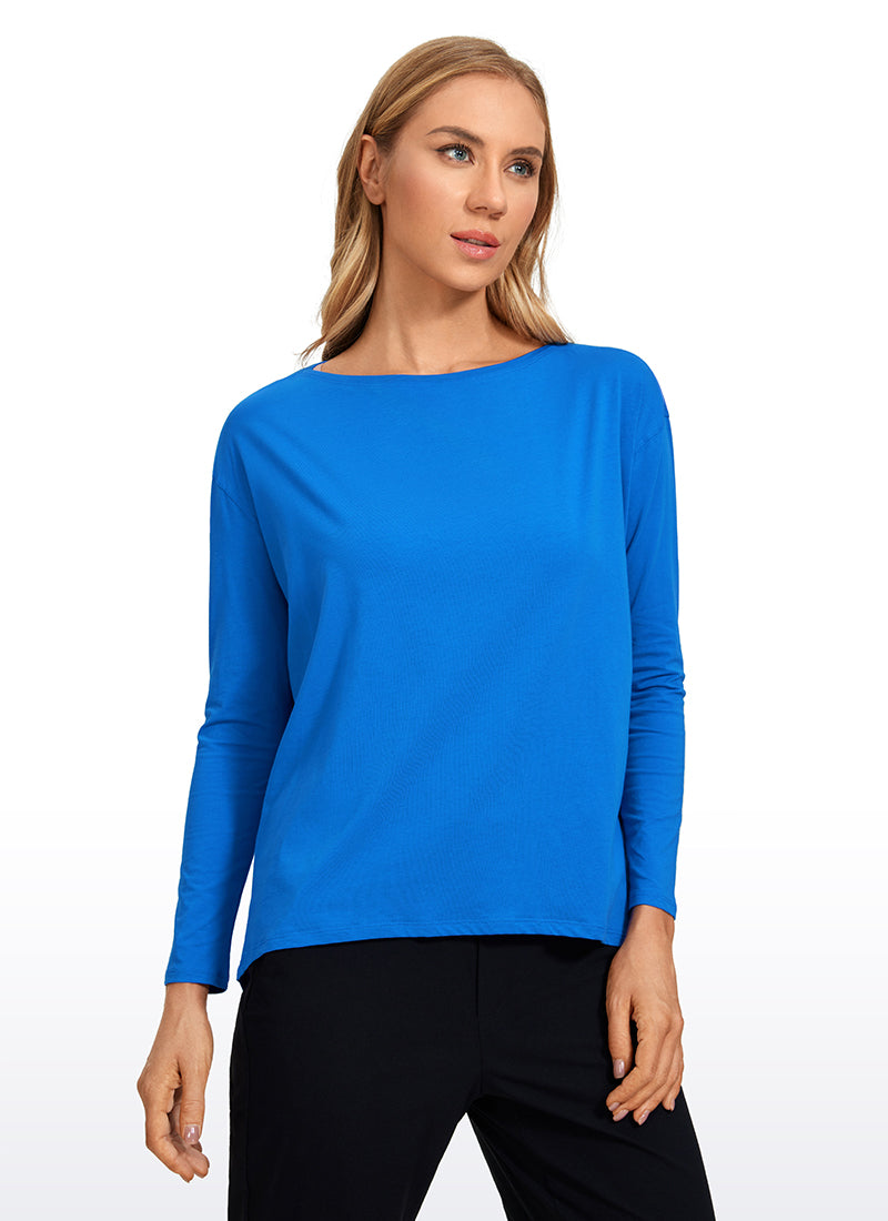 Pima Cotton Long Sleeves Boat Neck
