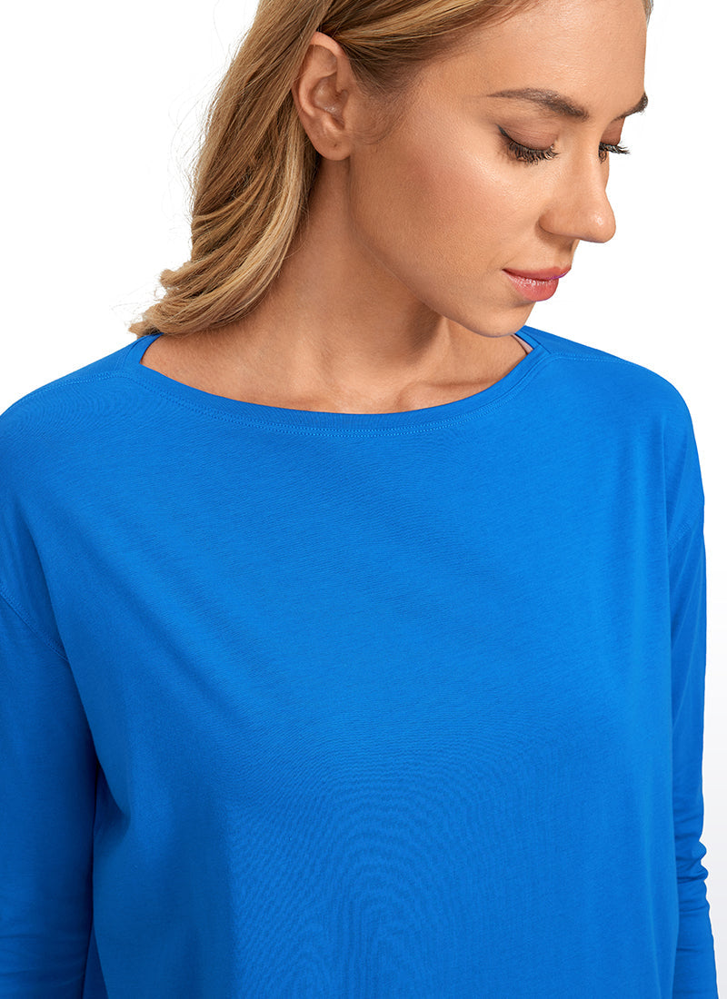 Pima Cotton Long Sleeves Boat Neck