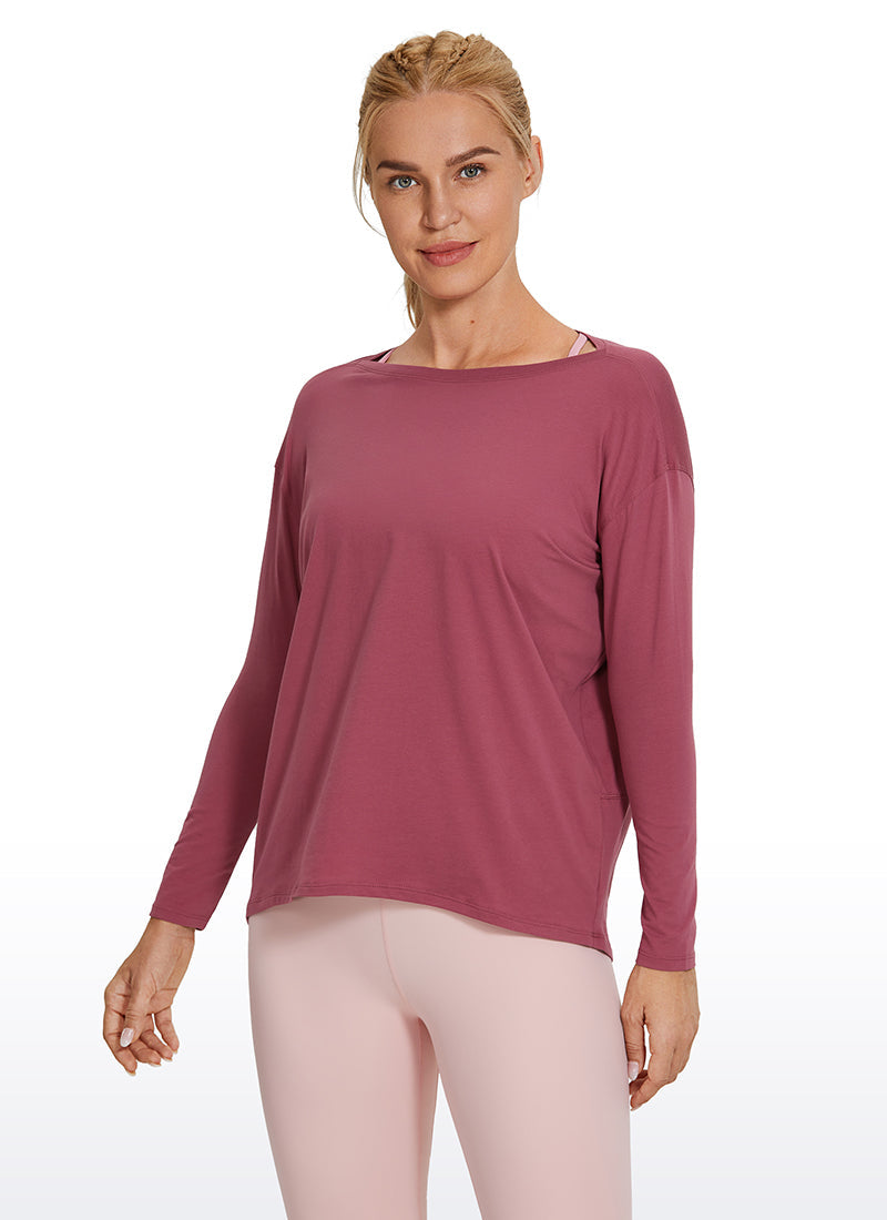 Pima Cotton Long Sleeves Boat Neck