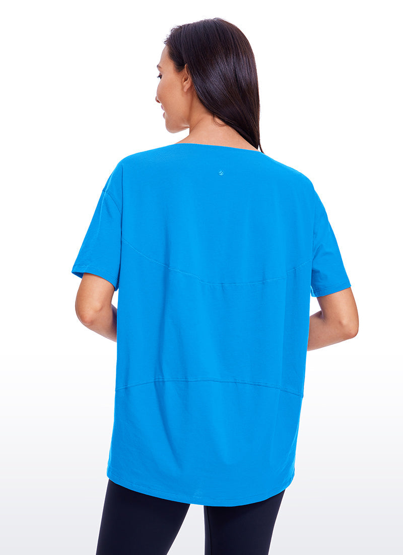 Pima Cotton Short Sleeves Boat Neck