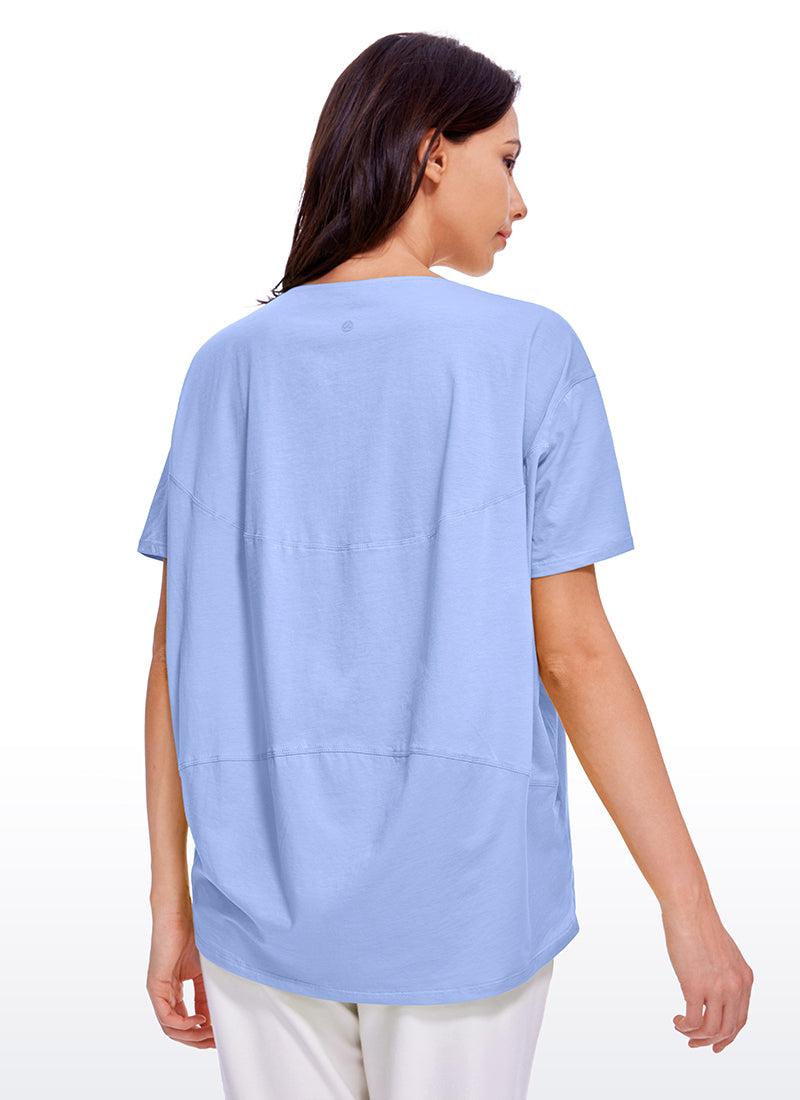Pima Cotton Short Sleeves Boat Neck