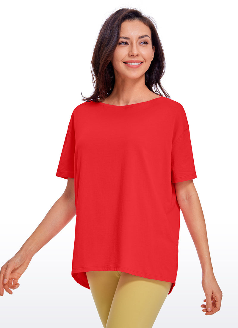 Pima Cotton Short Sleeves Boat Neck