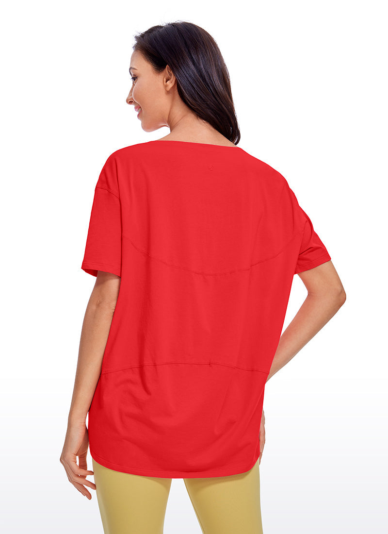 Pima Cotton Short Sleeves Boat Neck