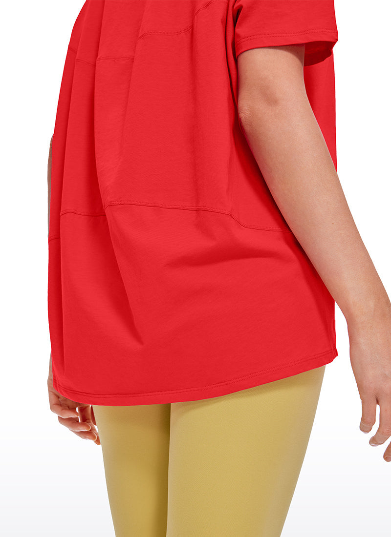 Pima Cotton Short Sleeves Boat Neck