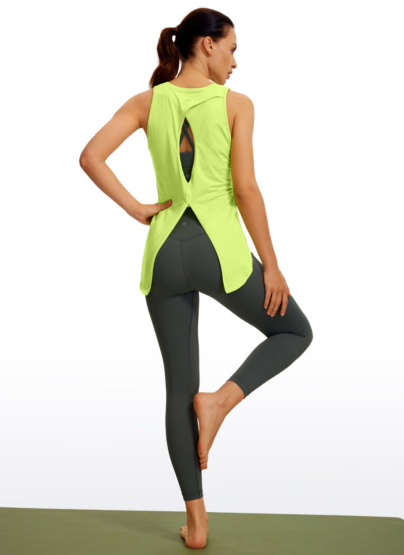 Pima Cotton Tank Split Open Back