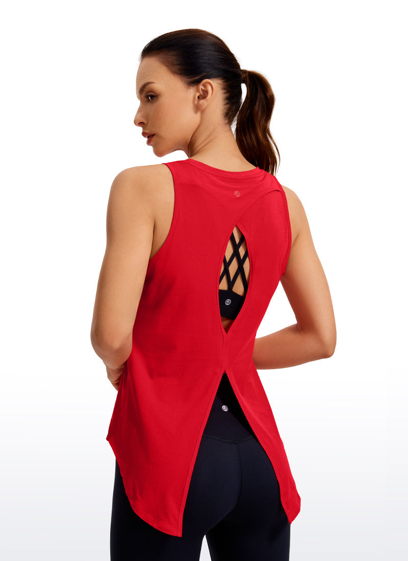 Pima Cotton Tank Split Open Back