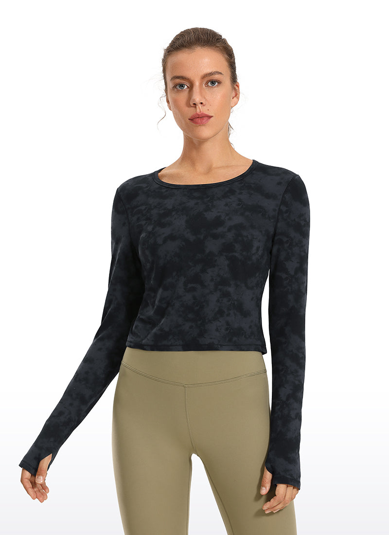 Brushed Long Sleeve with Thumbholes Cropped