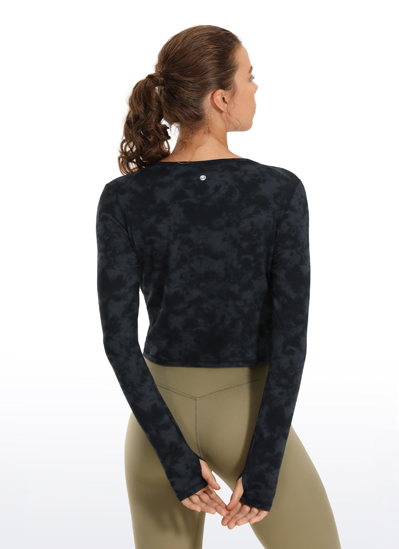 Brushed Long Sleeve with Thumbholes Cropped