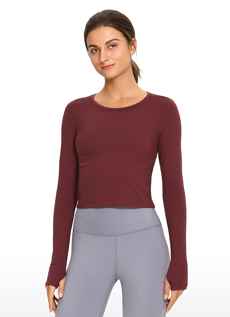 Brushed Long Sleeve with Thumbholes Cropped