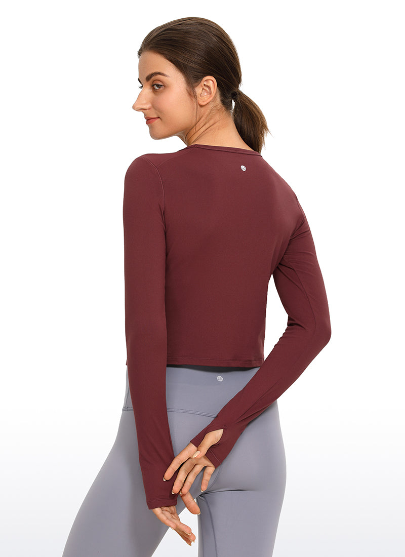 Brushed Long Sleeve with Thumbholes Cropped