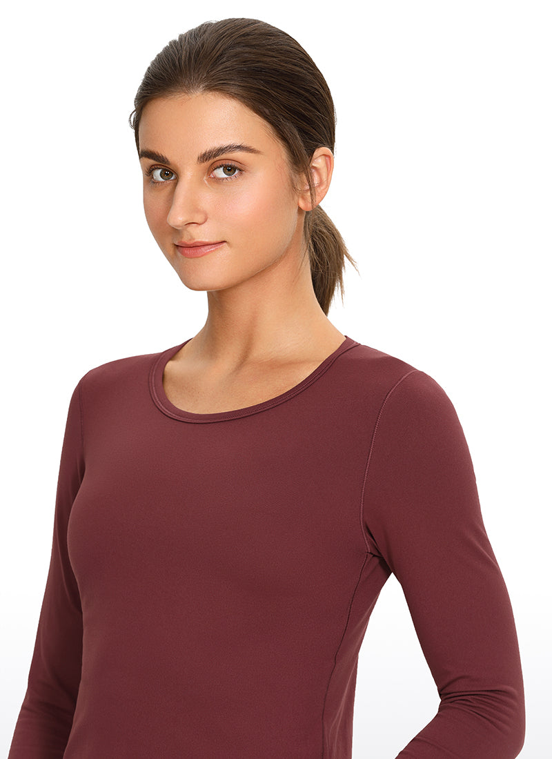 Brushed Long Sleeve with Thumbholes Cropped